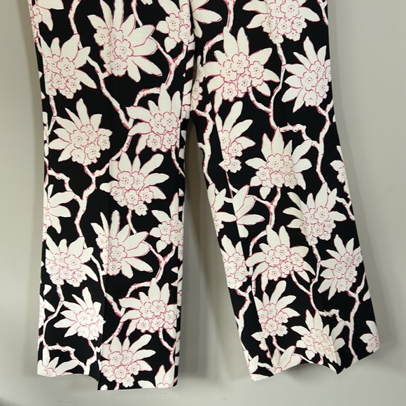 VALENTINO Floral Virgin Wool Silk Flare Pant Cropped Black White Designer 4 NEW - Picture 7 of 15